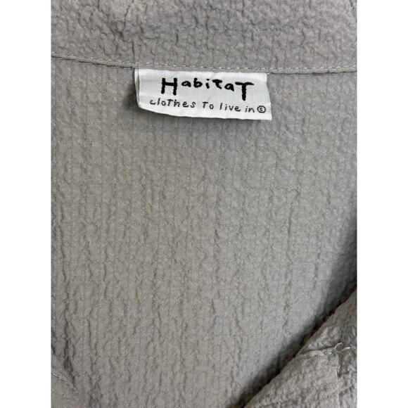Habitat Mother of Pearl Button Front Gray Top Size Medium Crinkle Lagenlook - Picture 3 of 7